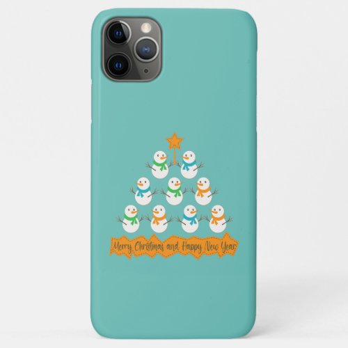 Christmas tree pyramid made of xmas snowmen iPhone 11 pro max case