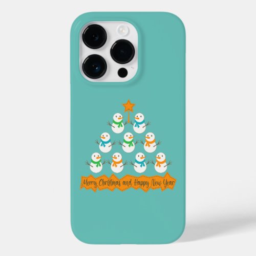 Christmas tree pyramid made of xmas snowmen Case_Mate iPhone 14 pro case