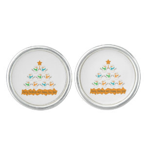 Christmas tree pyramid made of xmas snowmen cufflinks