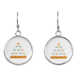 Christmas tree pyramid made of xmas snowmen earrings