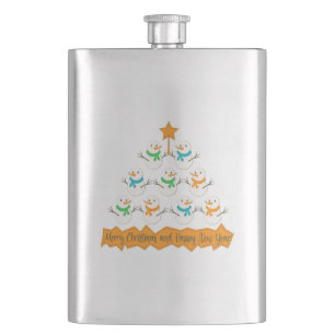 Christmas tree pyramid made of xmas snowmen flask