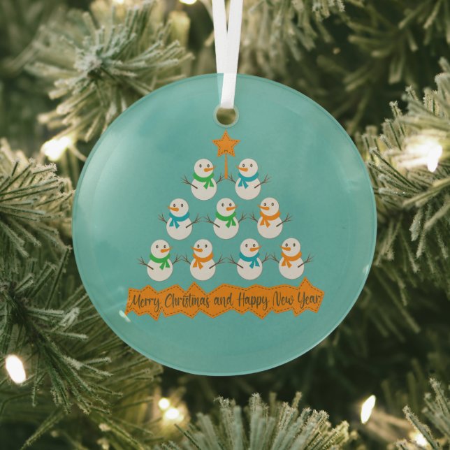 Christmas tree pyramid made of xmas snowmen glass ornament (Insitu)