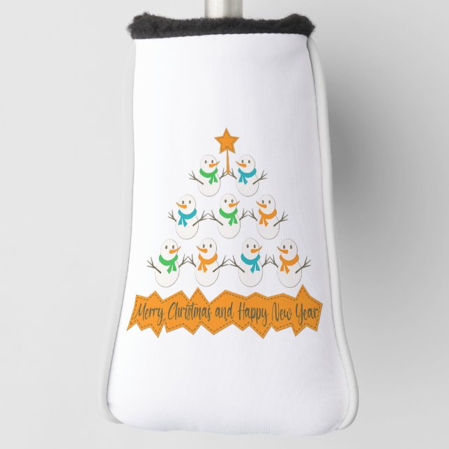Christmas tree pyramid made of xmas snowmen golf head cover (Rotate 90)