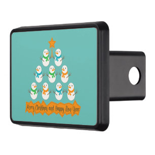 Christmas tree pyramid made of xmas snowmen hitch cover