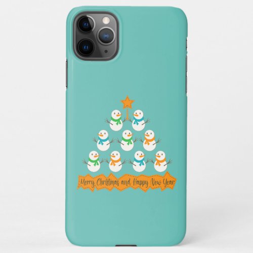 Christmas tree pyramid made of xmas snowmen iPhone 11Pro max case