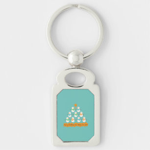 Christmas tree pyramid made of xmas snowmen keychain