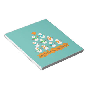 Christmas tree pyramid made of xmas snowmen notepad