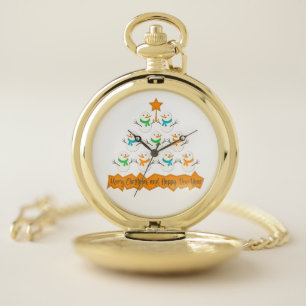 Christmas tree pyramid made of xmas snowmen pocket watch