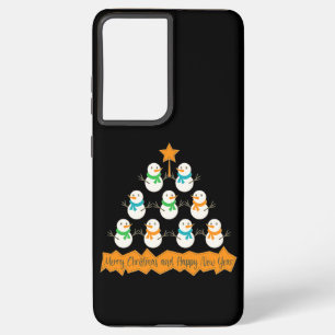 Christmas tree pyramid made of xmas snowmen samsung galaxy s21 ultra case