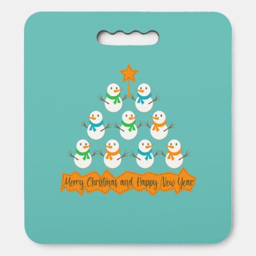 Christmas tree pyramid made of xmas snowmen seat cushion