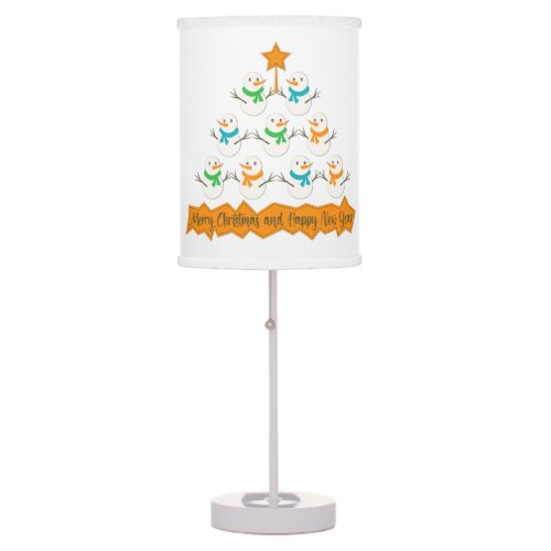 Christmas tree pyramid made of xmas snowmen table lamp