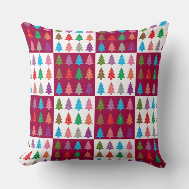 Christmas tree quilt pattern throw pillow (Front)