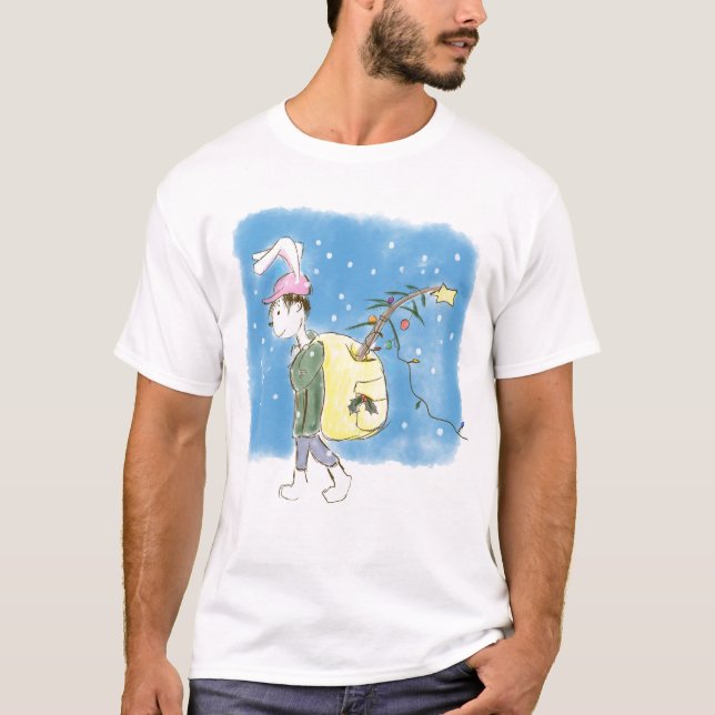 Christmas Tree Rabbit T-Shirt (Front)