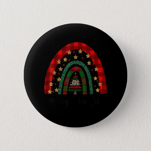 Christmas Tree Rainbow Buffalo Plaid Merry And Bri Button