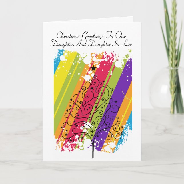 Christmas Tree Rainbow Holiday Card (Front)