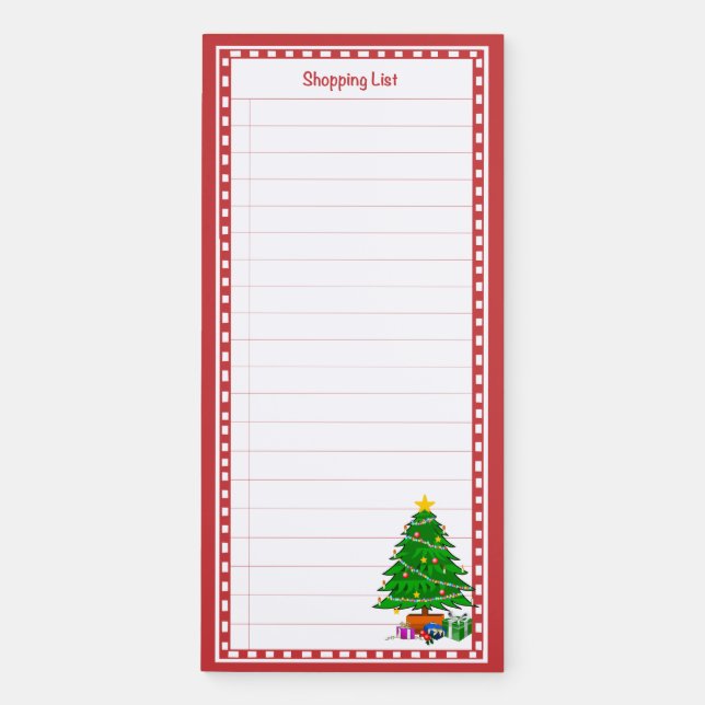 Christmas Tree red background Magnetic Notepad (Front)