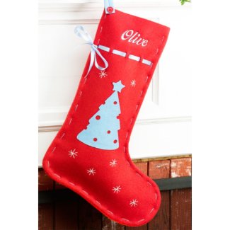 Christmas Tree Red Felt Christmas Stocking