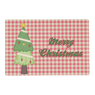 Christmas Tree Red Gingham Placemat