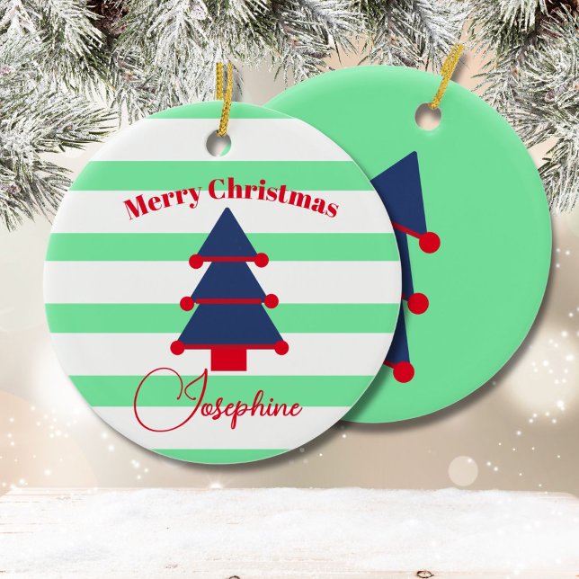 Christmas Tree  Red Green Blue Modern  Ceramic Ornament (Creator Uploaded)
