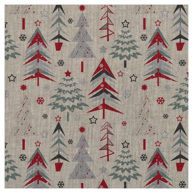 Christmas tree. Red ,green Fabric (Swatch)