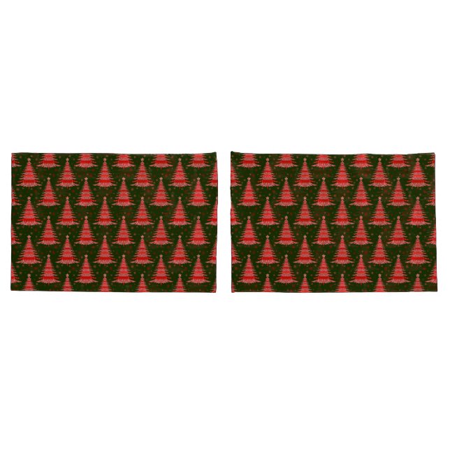 Christmas Tree Red Green Pattern Design  Pillow Case (Back-Set)