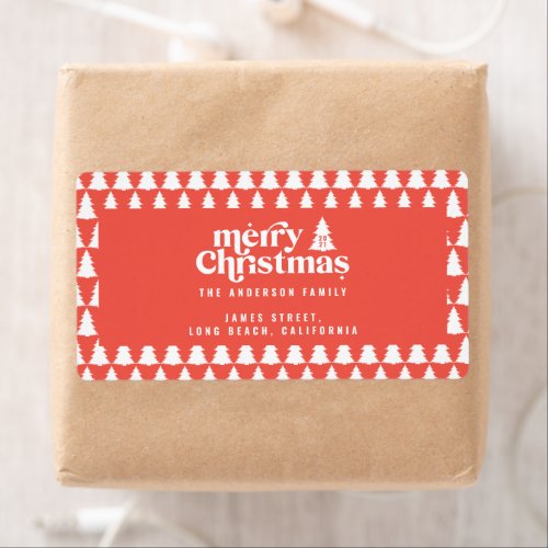 Christmas tree red modern holiday simple stylish l label