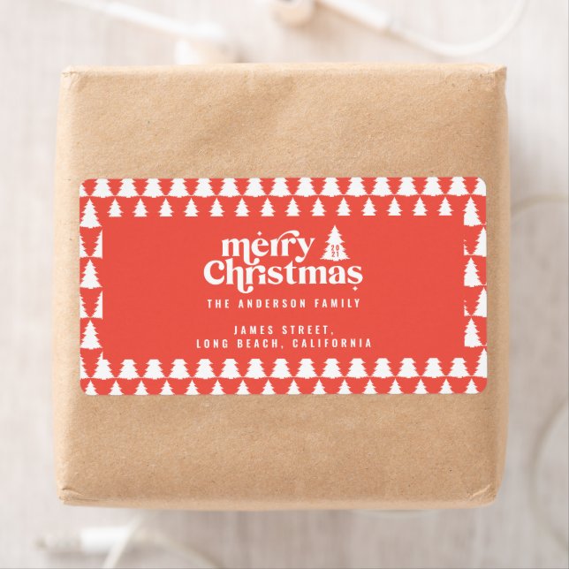 Christmas tree red modern holiday simple stylish l label (Insitu)