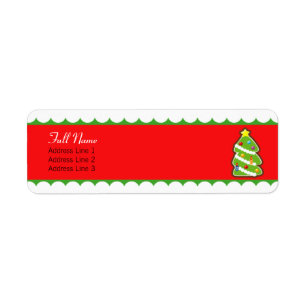 christmas tree red n green bordered label