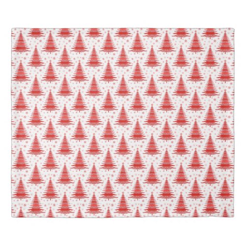 Christmas Tree Red Pattern Design Duvet Cover