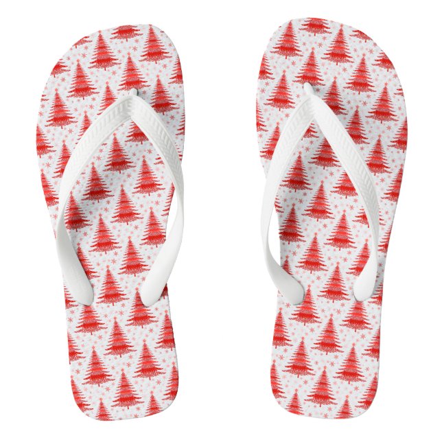 Christmas Tree Red Pattern Design Flip Flops (Footbed)