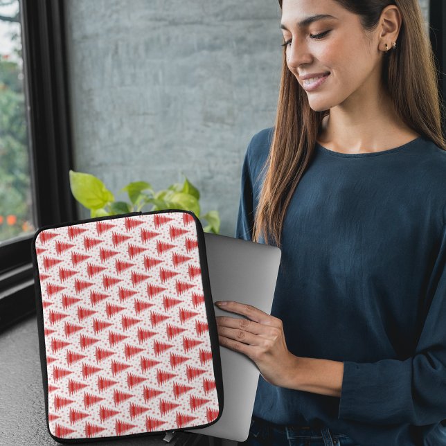 Christmas Tree Red Pattern Design Laptop Sleeve (Creator Uploaded)