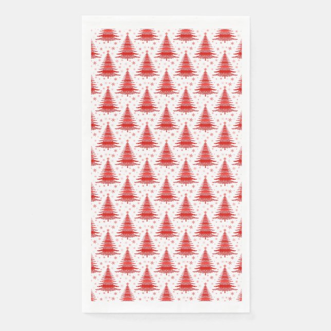 Christmas Tree Red Pattern Design Paper Guest Towels (Front)