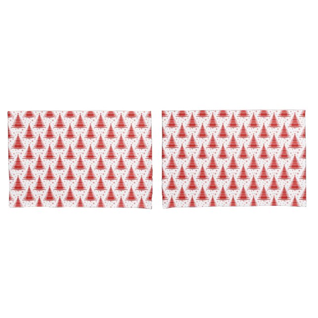 Christmas Tree Red Pattern Design Pillow Case (Front-Set)