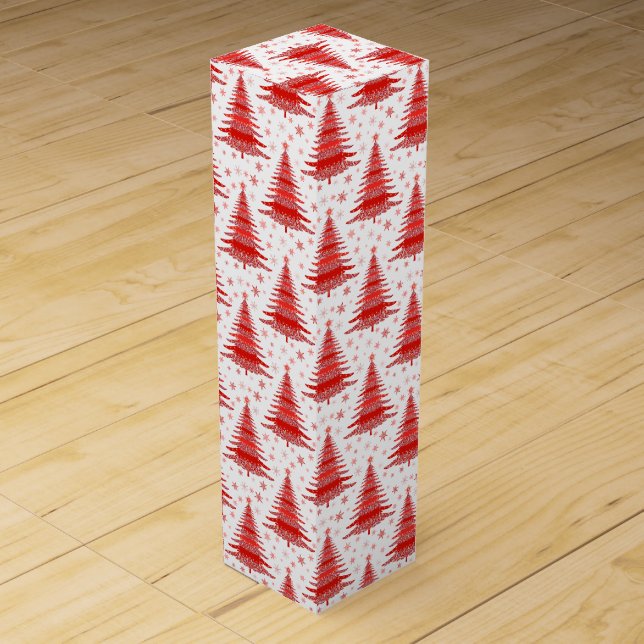 Christmas Tree Red Pattern Design Wine Box (Front)