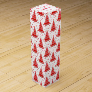 Christmas Tree Red Pattern Name Custom Wine Box