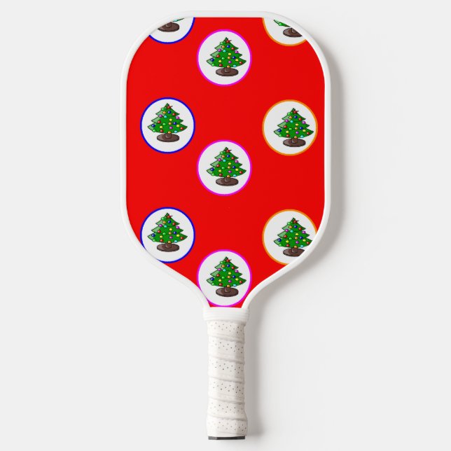 Christmas tree red pattern pickleball paddle (Front)