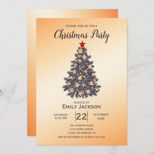 Christmas Tree Red Star Invitation