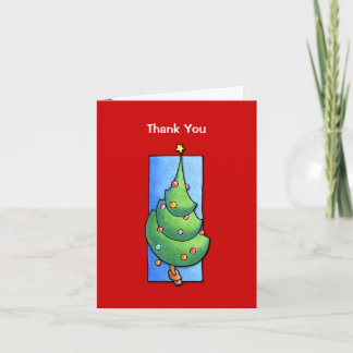 Christmas Tree red Thank You Note Card