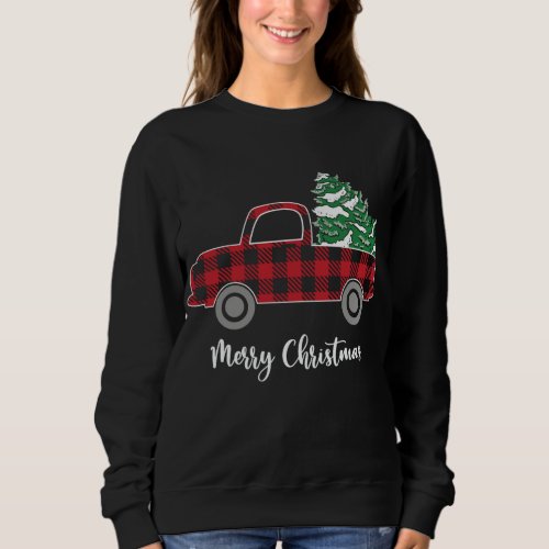 Christmas Tree Red Truck Buffalo Plaid Funny Tee X