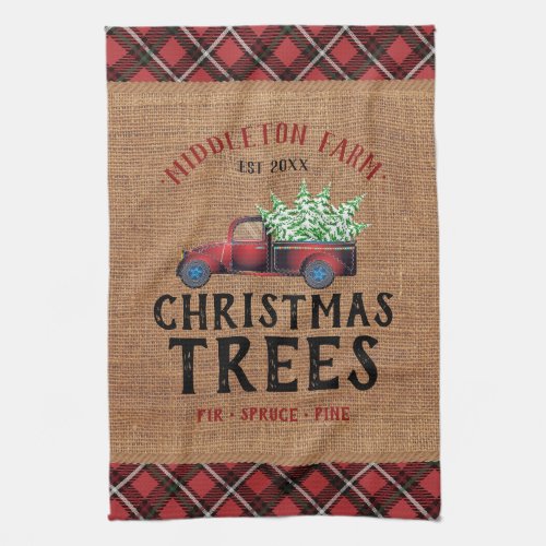 Christmas Tree Red Truck Kitchen Towel