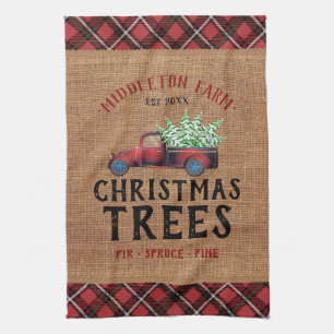 🎄Christmas Tree Red Truck Kitchen Towel