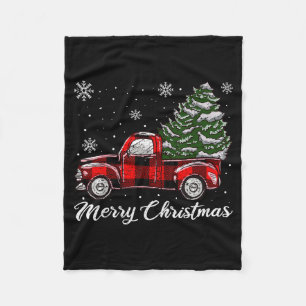 Christmas Tree Red Truck Pajama, Vintage Buffalo P Fleece Blanket