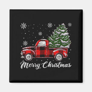 Christmas Tree Red Truck Pajama, Vintage Buffalo P Magnet