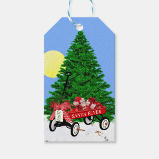 Christmas Tree Red Wagon Presents Gift Tags