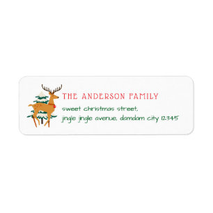 Christmas Tree & Reindeer Simple Return Address Label