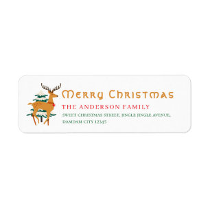Christmas Tree & Reindeer Simple Return Address Label