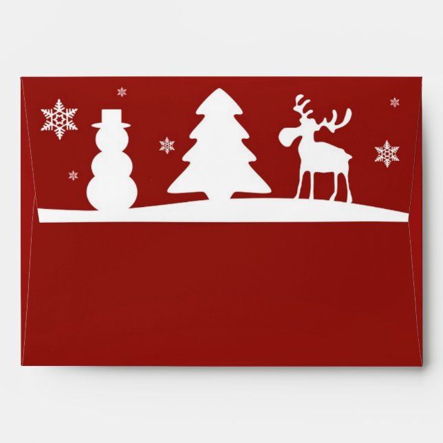 Christmas Tree Reindeer Snowman Envelope (Back (Top Flap))
