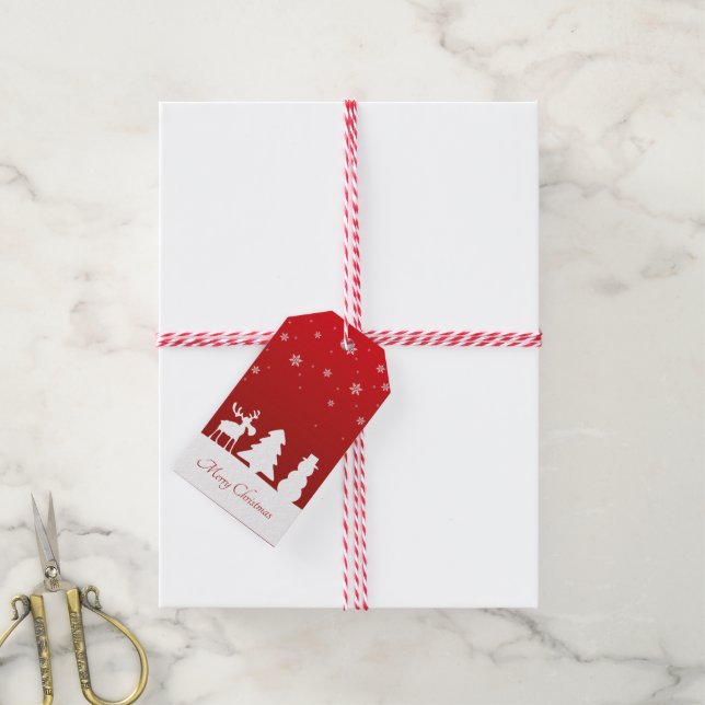 Christmas Tree Reindeer Snowman Gift Tags (With Twine)