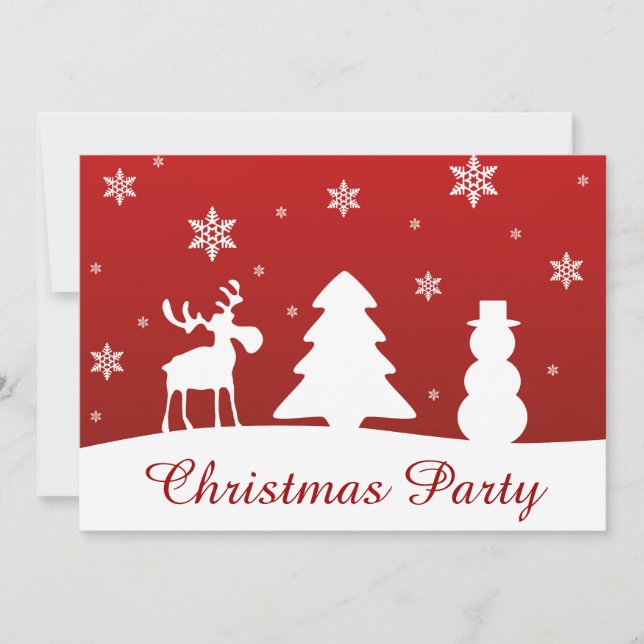 Christmas Tree Reindeer Snowman Invitation (Front)