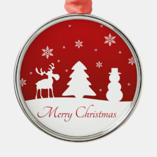 Christmas Tree Reindeer Snowman Metal Ornament